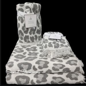 6pc Leopard Cheetah Animal Print Bath Hand Washcloth Towel Set Deborah Connolly
